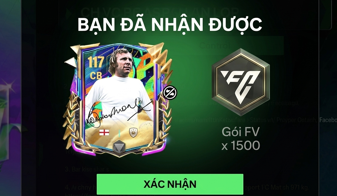 CODE FC MOBILE SIR BOBBY + 1500 FV